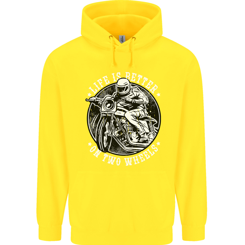 Life Is Better On Two Wheels Childrens Kids Hoodie Yellow