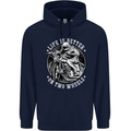 Life Is Better On Two Wheels Mens 80% Cotton Hoodie Navy Blue