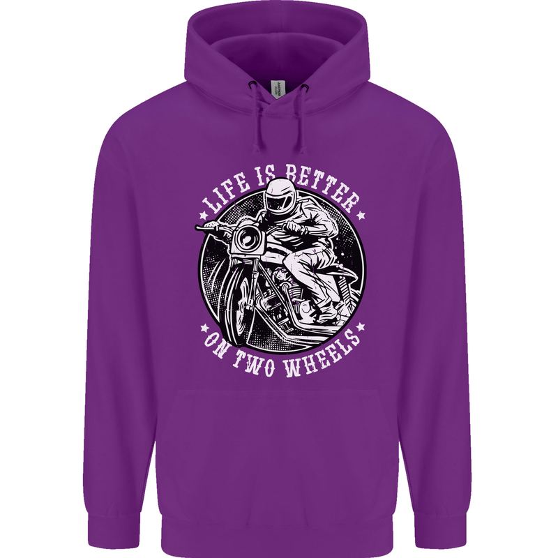 Life Is Better On Two Wheels Mens 80% Cotton Hoodie Purple
