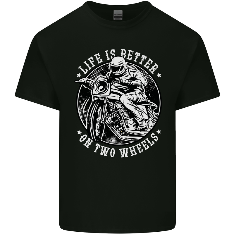 Life Is Better On Two Wheels Mens Cotton T-Shirt Tee Top Black