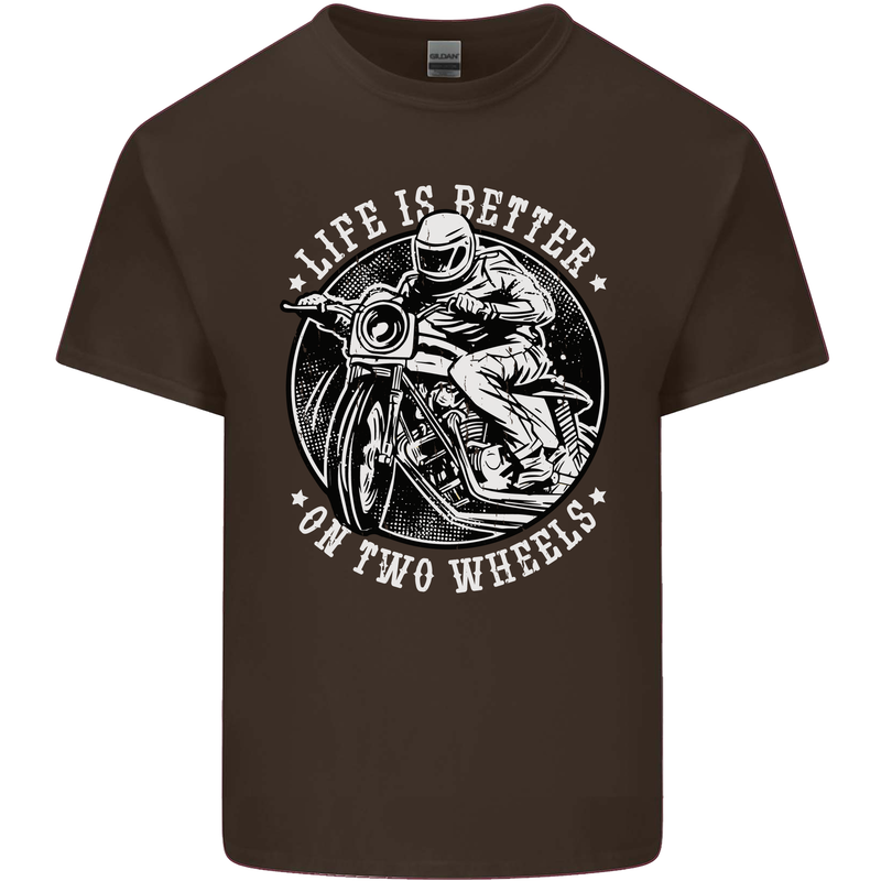 Life Is Better On Two Wheels Mens Cotton T-Shirt Tee Top Dark Chocolate