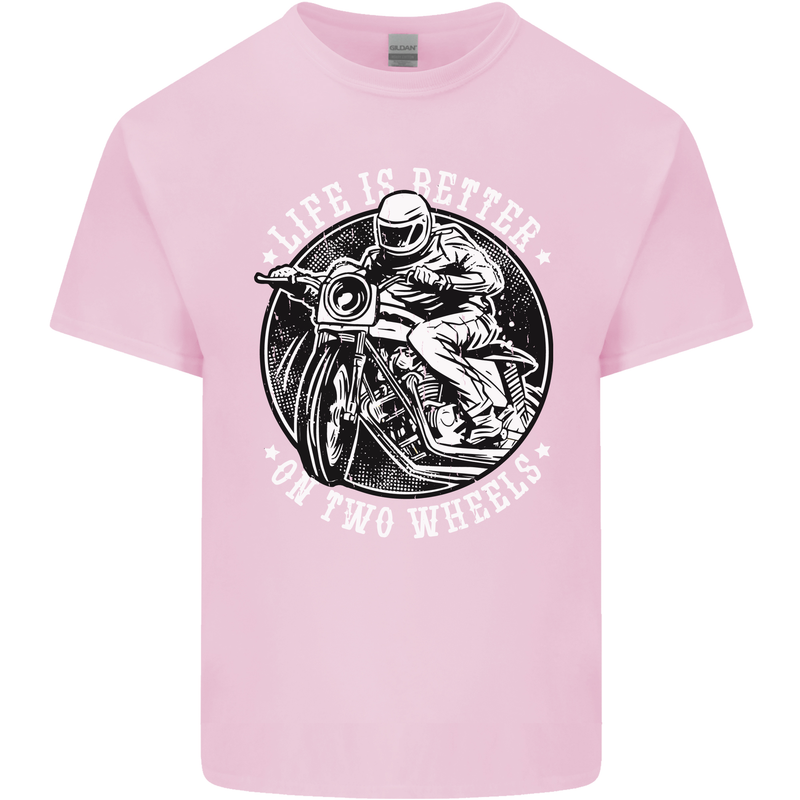 Life Is Better On Two Wheels Mens Cotton T-Shirt Tee Top Light Pink