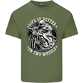Life Is Better On Two Wheels Mens Cotton T-Shirt Tee Top Military Green