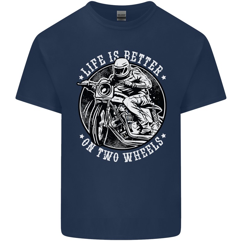 Life Is Better On Two Wheels Mens Cotton T-Shirt Tee Top Navy Blue