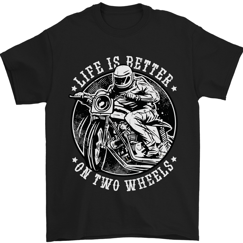 Life Is Better On Two Wheels Mens T-Shirt Cotton Gildan Black