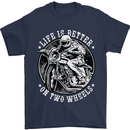Life Is Better On Two Wheels Mens T-Shirt Cotton Gildan Navy Blue