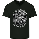 Life Is Better On Two Wheels Mens V-Neck Cotton T-Shirt Black