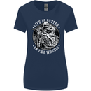 Life Is Better On Two Wheels Womens Wider Cut T-Shirt Navy Blue