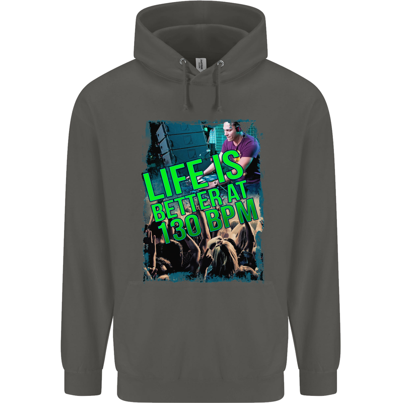 Life Is Better at 130 Bpm Dance Music DJ Childrens Kids Hoodie Storm Grey