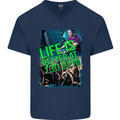 Life Is Better at 130 Bpm Dance Music DJ Mens V-Neck Cotton T-Shirt Navy Blue