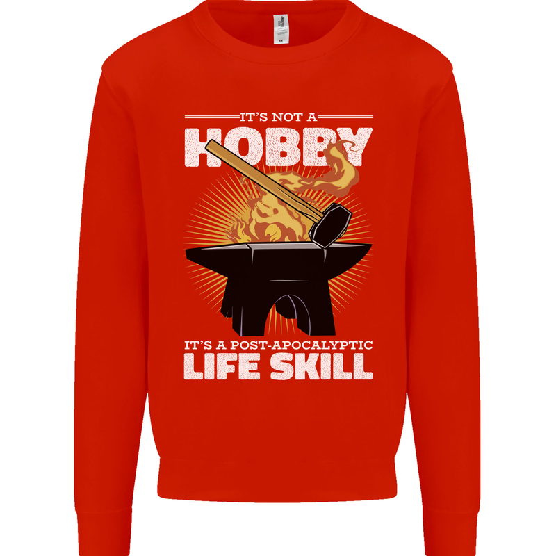 Life Post Apocalyptic Skill Blacksmith Kids Sweatshirt Jumper Bright Red
