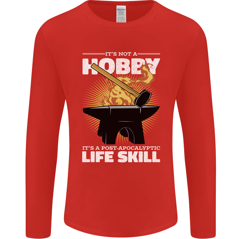 Life Post Apocalyptic Skill Blacksmith Mens Long Sleeve T-Shirt Red