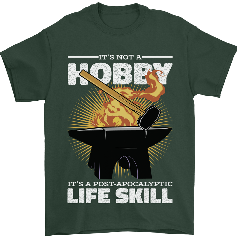Life Post Apocalyptic Skill Blacksmith Mens T-Shirt 100% Cotton Forest Green