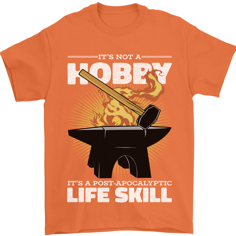 Life Post Apocalyptic Skill Blacksmith Mens T-Shirt 100% Cotton Orange