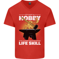 Life Post Apocalyptic Skill Blacksmith Mens V-Neck Cotton T-Shirt Red