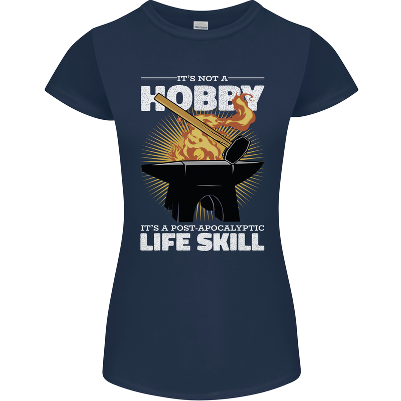 Life Post Apocalyptic Skill Blacksmith Womens Petite Cut T-Shirt Navy Blue