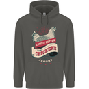 Life is Better With Chickens Around Farmer Childrens Kids Hoodie Storm Grey