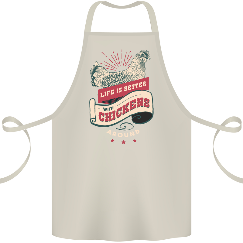 Life is Better With Chickens Around Farmer Cotton Apron 100% Organic Natural