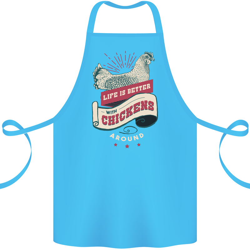 Life is Better With Chickens Around Farmer Cotton Apron 100% Organic Turquoise