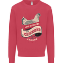 Life is Better With Chickens Around Farmer Kids Sweatshirt Jumper Heliconia