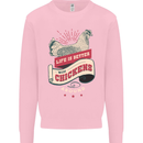 Life is Better With Chickens Around Farmer Kids Sweatshirt Jumper Light Pink