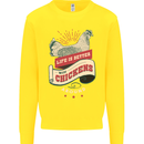 Life is Better With Chickens Around Farmer Kids Sweatshirt Jumper Yellow