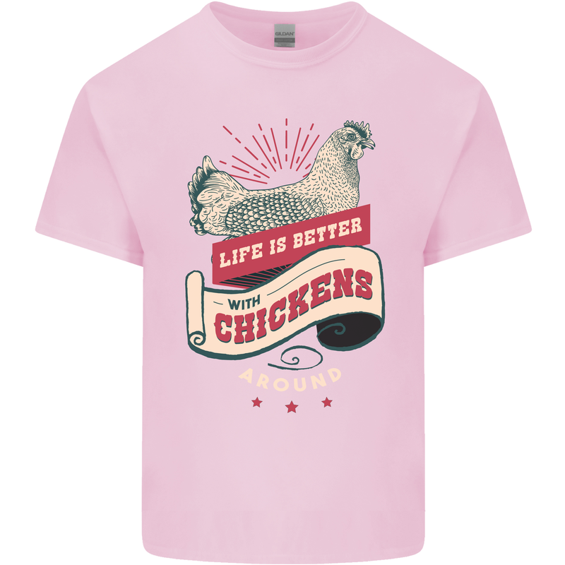 Life is Better With Chickens Around Farmer Kids T-Shirt Childrens Light Pink