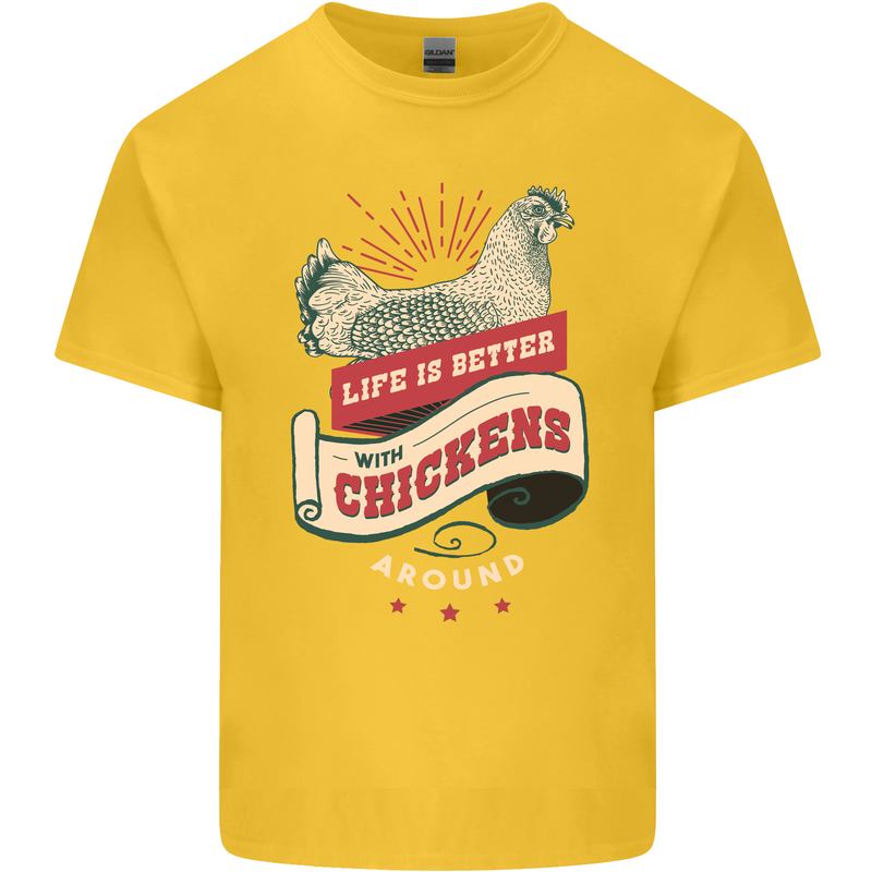 Life is Better With Chickens Around Farmer Kids T-Shirt Childrens Yellow