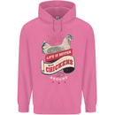 Life is Better With Chickens Around Farmer Mens 80% Cotton Hoodie Azelea