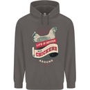 Life is Better With Chickens Around Farmer Mens 80% Cotton Hoodie Charcoal