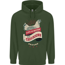 Life is Better With Chickens Around Farmer Mens 80% Cotton Hoodie Forest Green