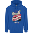 Life is Better With Chickens Around Farmer Mens 80% Cotton Hoodie Royal Blue