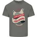 Life is Better With Chickens Around Farmer Mens Cotton T-Shirt Tee Top Charcoal