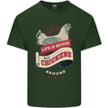 Life is Better With Chickens Around Farmer Mens Cotton T-Shirt Tee Top Forest Green
