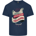 Life is Better With Chickens Around Farmer Mens Cotton T-Shirt Tee Top Navy Blue