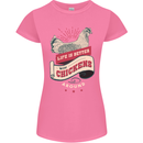 Life is Better With Chickens Around Farmer Womens Petite Cut T-Shirt Azalea