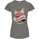 Life is Better With Chickens Around Farmer Womens Petite Cut T-Shirt Charcoal