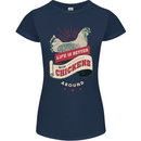 Life is Better With Chickens Around Farmer Womens Petite Cut T-Shirt Navy Blue