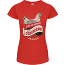 Life is Better With Chickens Around Farmer Womens Petite Cut T-Shirt Red