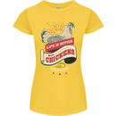 Life is Better With Chickens Around Farmer Womens Petite Cut T-Shirt Yellow
