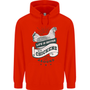 Life is Better With Chickens Around Farming Childrens Kids Hoodie Bright Red