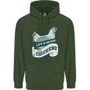 Life is Better With Chickens Around Farming Childrens Kids Hoodie Forest Green