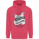 Life is Better With Chickens Around Farming Childrens Kids Hoodie Heliconia