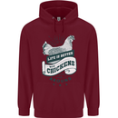 Life is Better With Chickens Around Farming Childrens Kids Hoodie Maroon