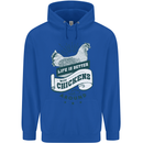 Life is Better With Chickens Around Farming Childrens Kids Hoodie Royal Blue
