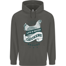 Life is Better With Chickens Around Farming Childrens Kids Hoodie Storm Grey
