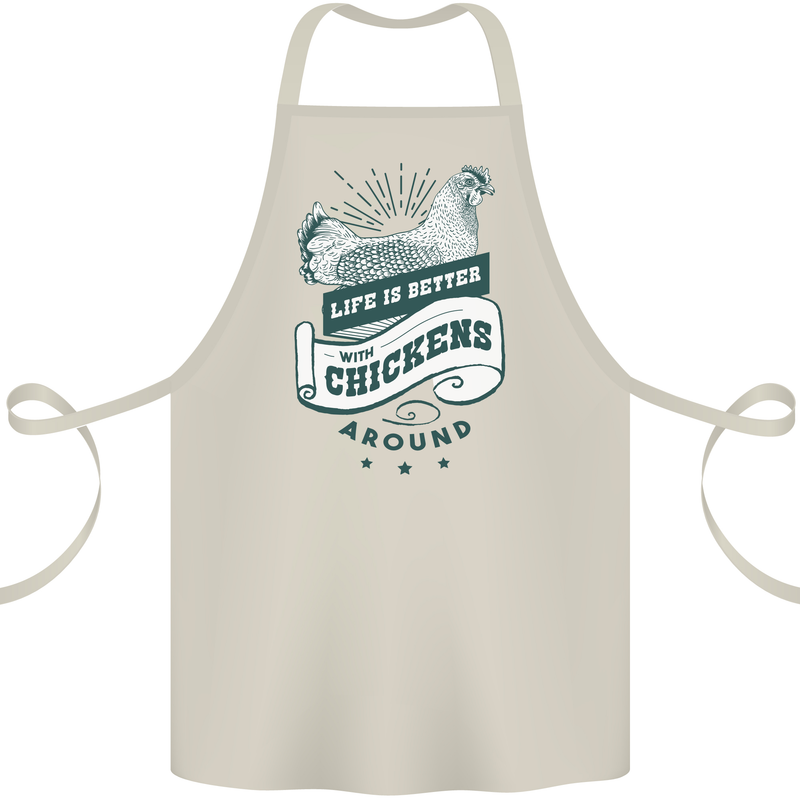 Life is Better With Chickens Around Farming Cotton Apron 100% Organic Natural