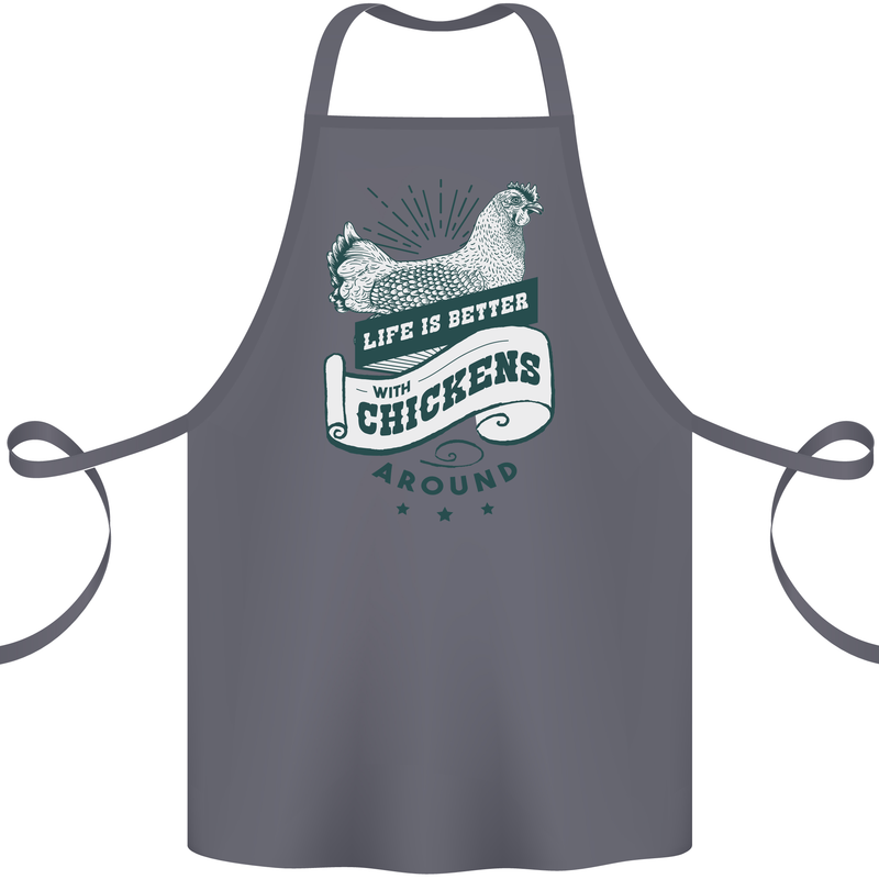 Life is Better With Chickens Around Farming Cotton Apron 100% Organic Steel