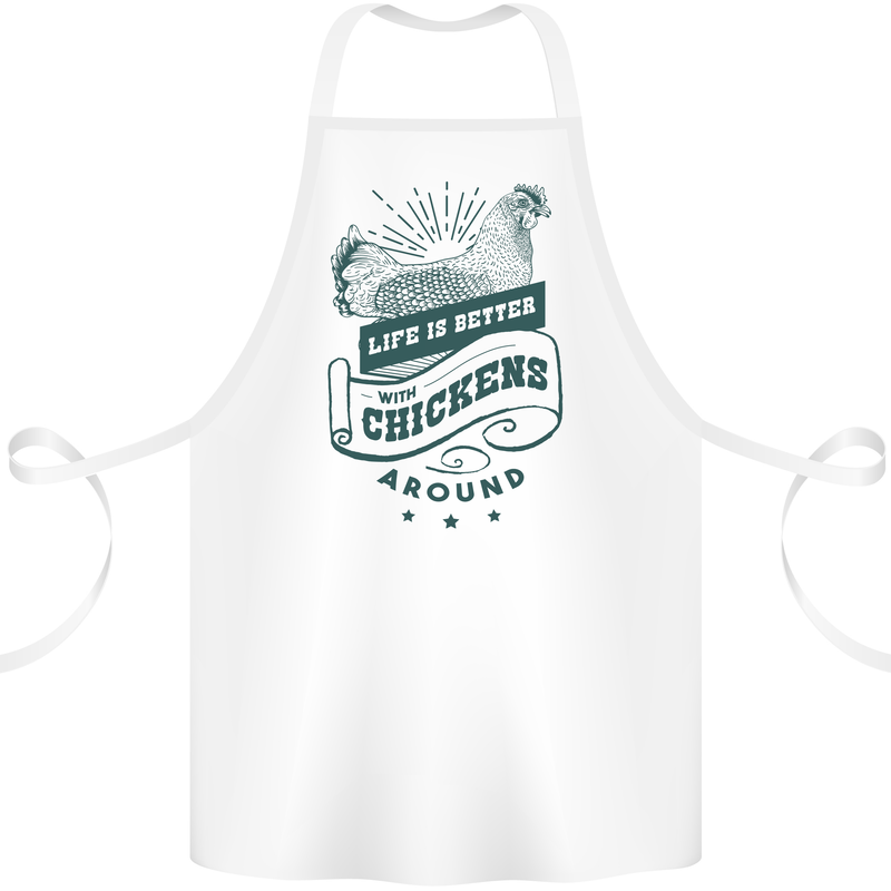 Life is Better With Chickens Around Farming Cotton Apron 100% Organic White