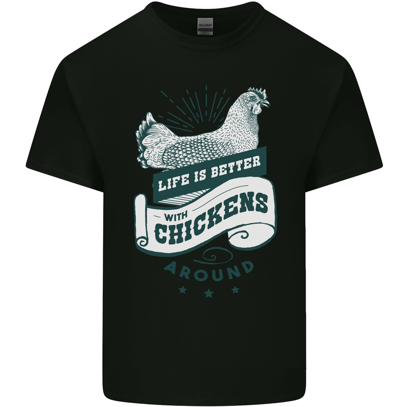 Life is Better With Chickens Around Farming Kids T-Shirt Childrens Black